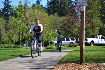 Bicycles are allowed on the paved trails